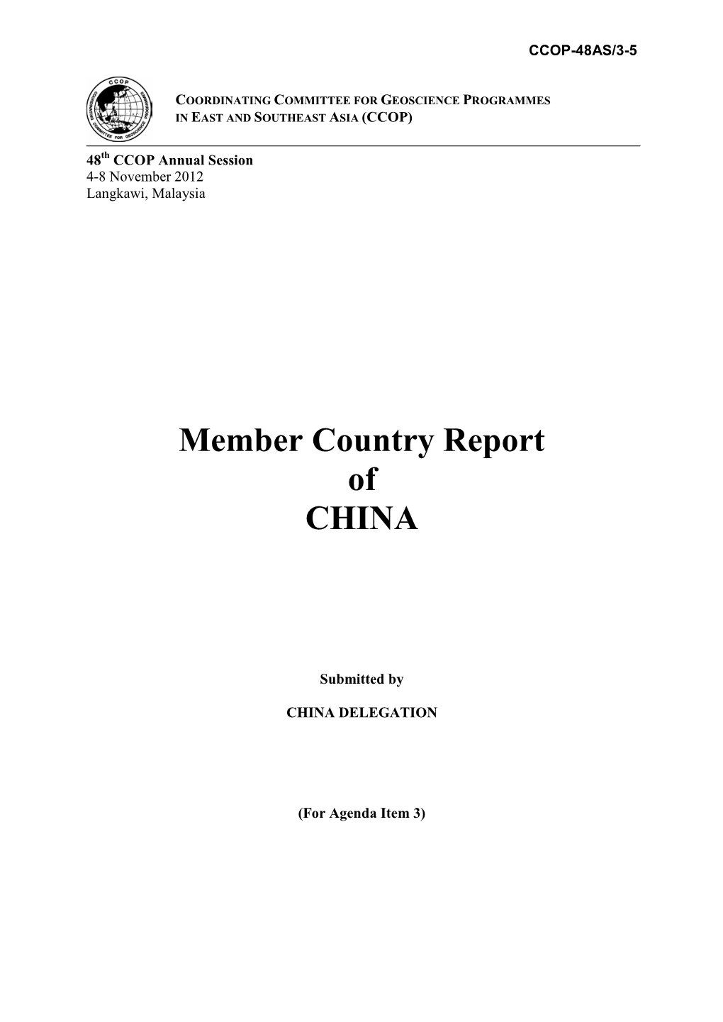 Member Country Report of CHINA