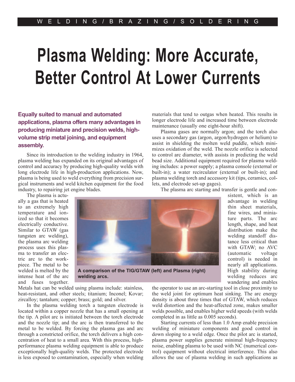 Plasma Welding: More Accurate, Better Control at Lower Currents