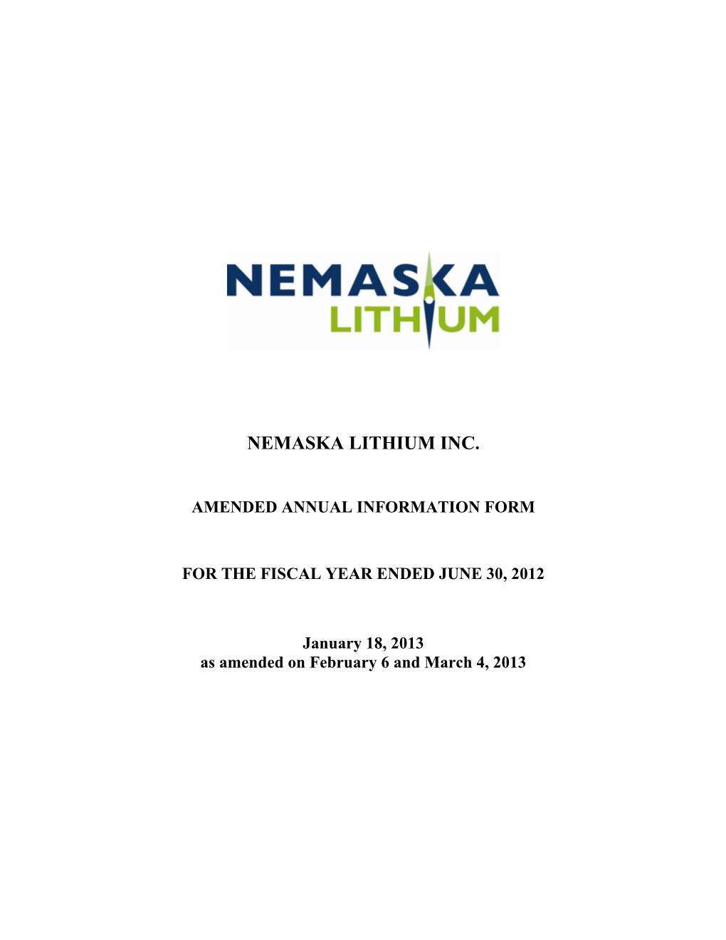 Nemaska Lithium Inc