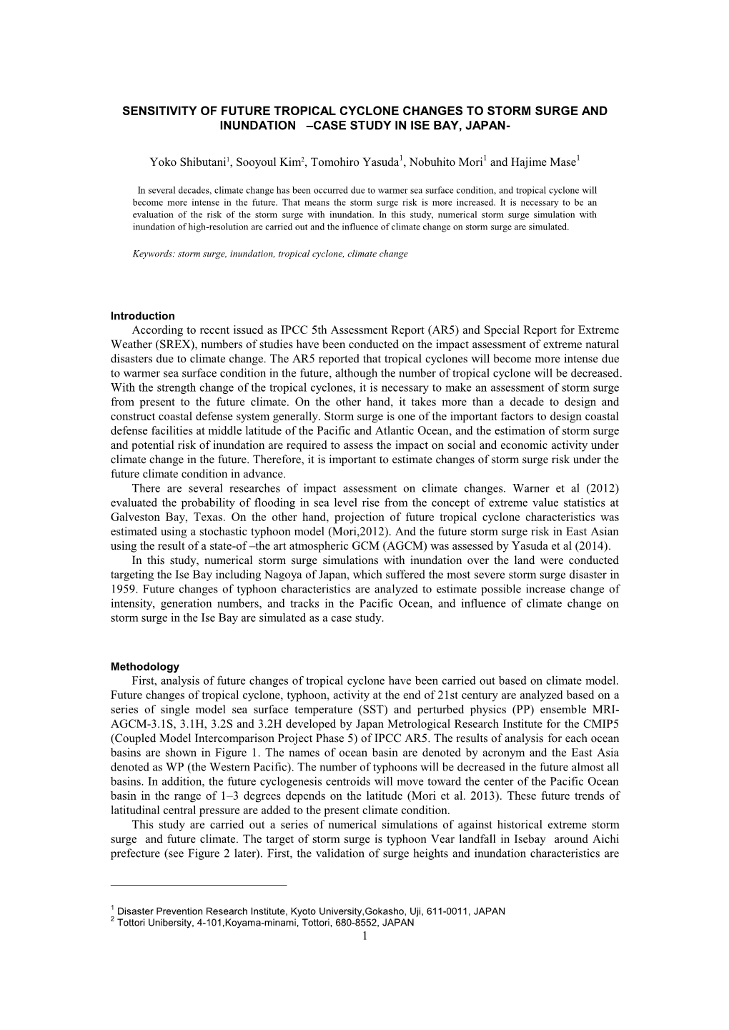 1 Sensitivity of Future Tropical Cyclone Changes