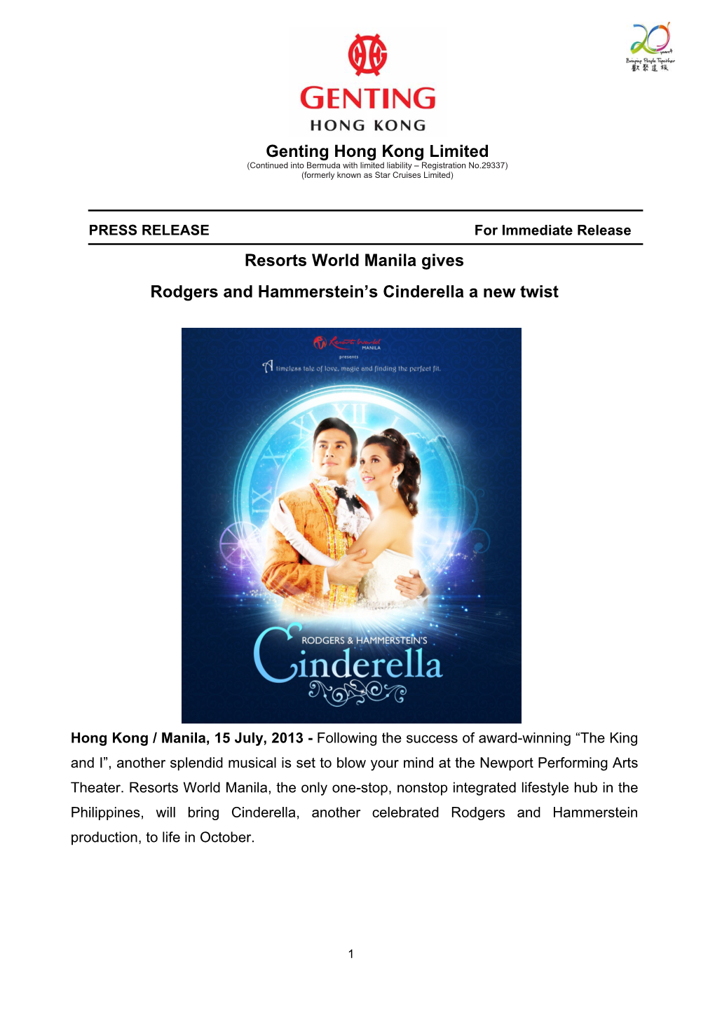 Resorts World Manila Gives Rodgers and Hammerstein's Cinderella A