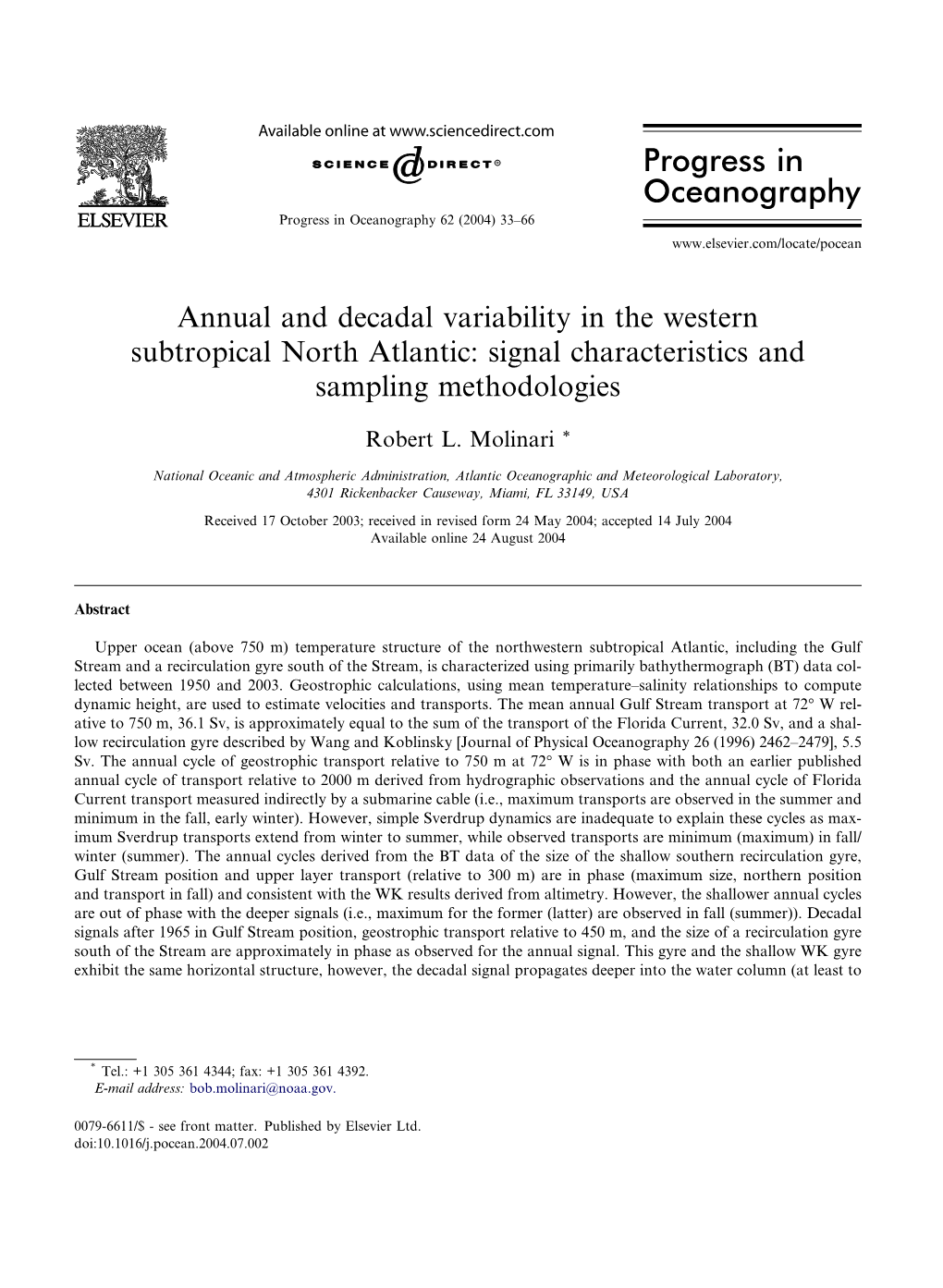 Progress in Oceanography Progress in Oceanography 62 (2004) 33–66