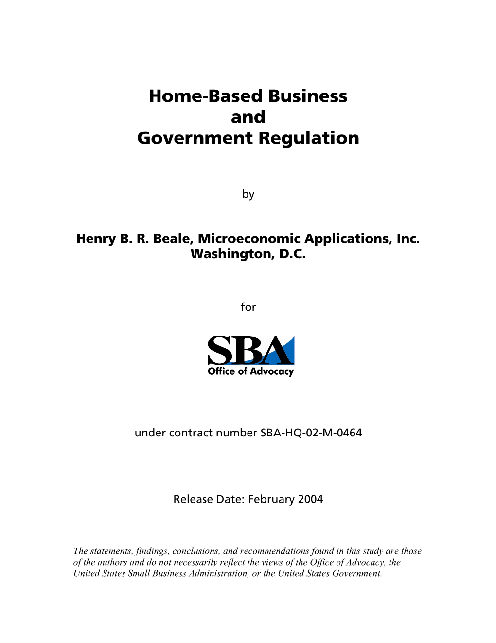 Home-Based Business and Government Regulation