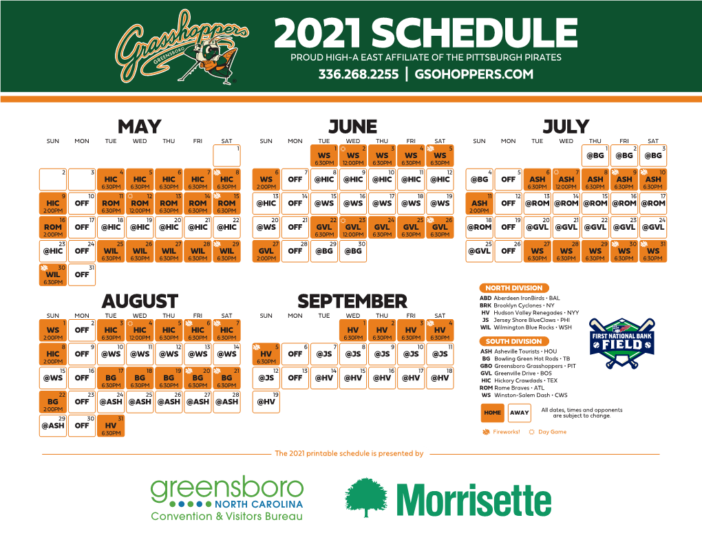 2021 Greensboro Grasshoppers Schedule with Sponsors Copy