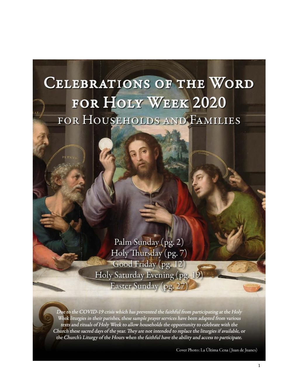 Prayer Services for Home During Holy Week 2020