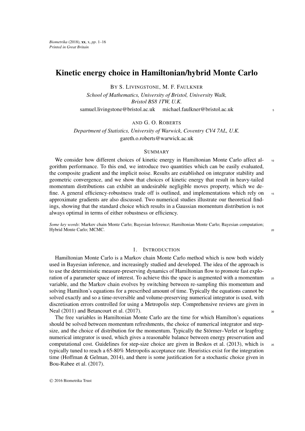 Kinetic Energy Choice in Hamiltonian/Hybrid Monte Carlo