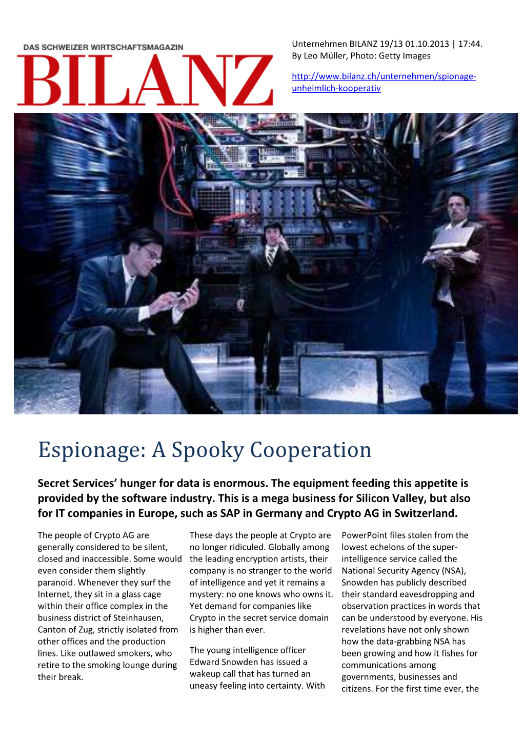 Espionage: a Spooky Cooperation