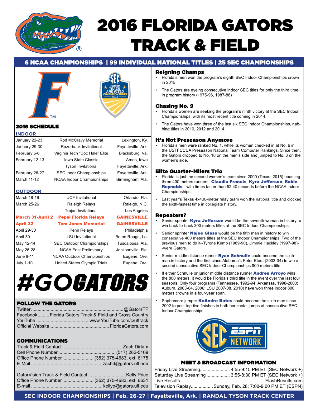 2016 Florida Gators Track & Field