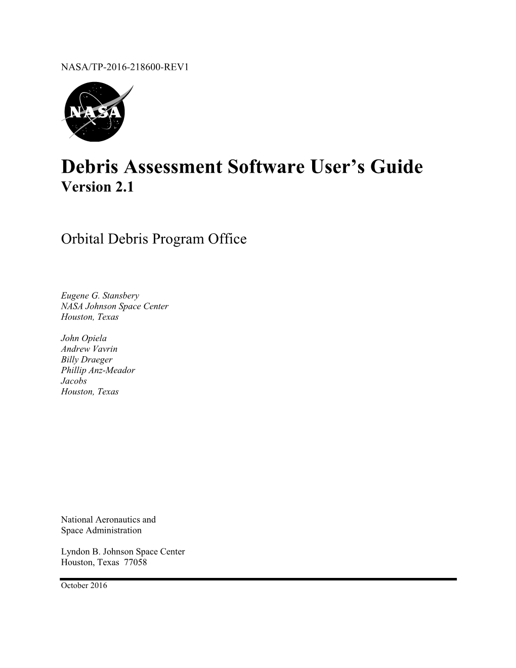 Debris Assessment Software User’S Guide Version 2.1