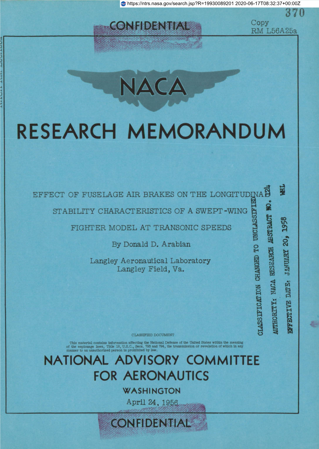 Naca Research Memorandum