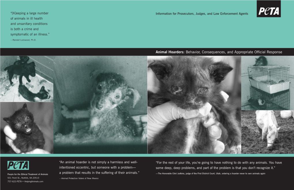 Animal Hoarders: Behavior, Consequences, and Appropriate Official Response