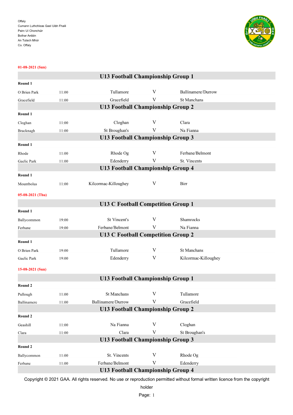 2021 U13 Football Championship & Competition