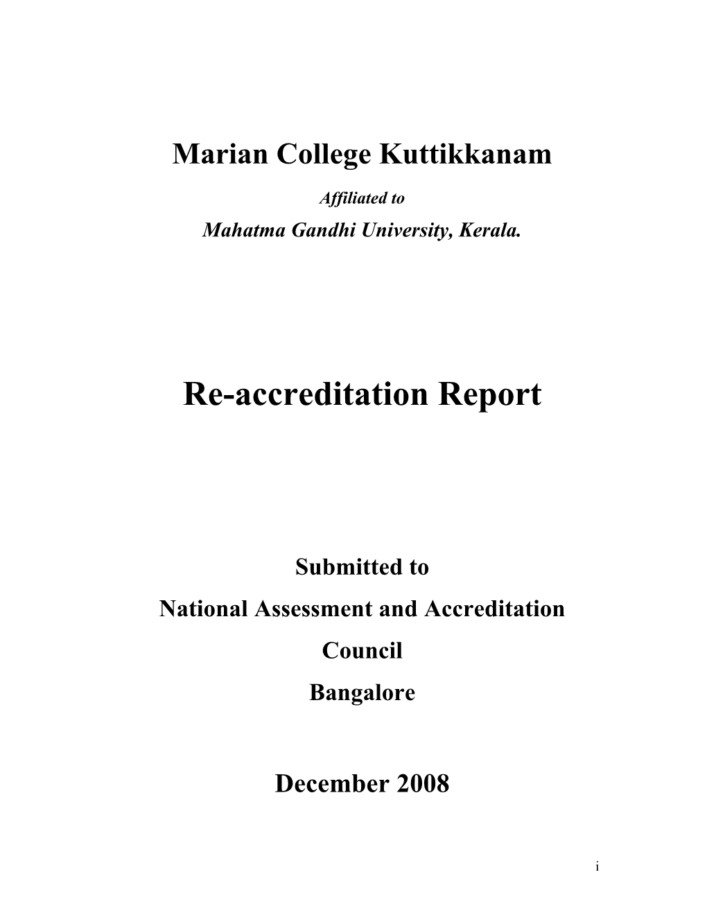 Re-Accreditation Report