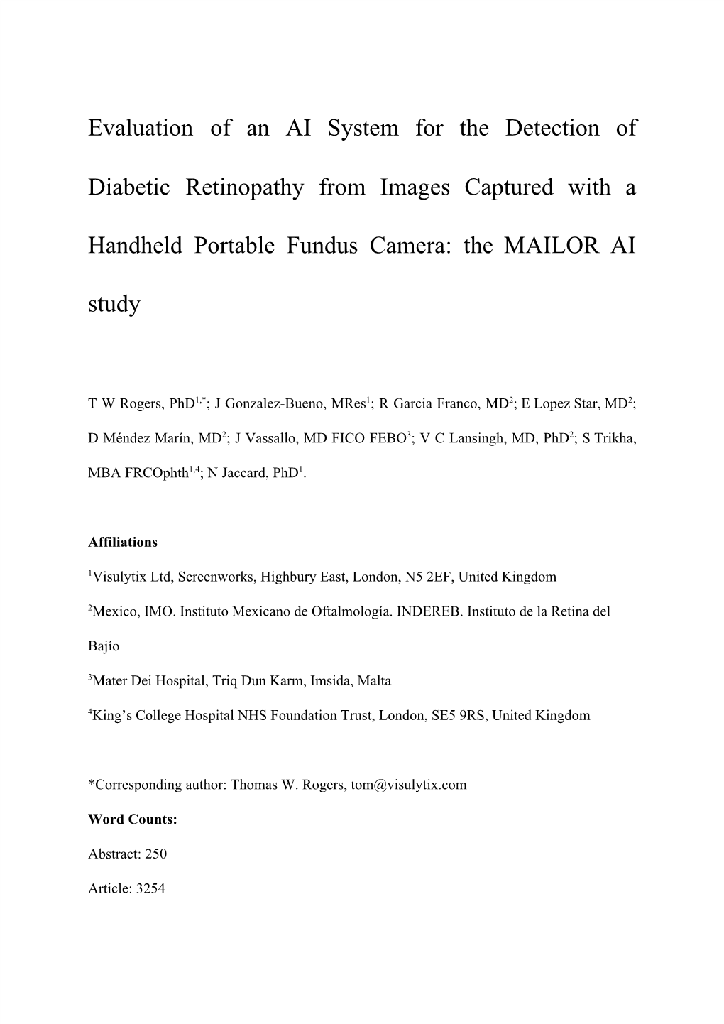 Evaluation of an AI System for the Detection of Diabetic Retinopathy