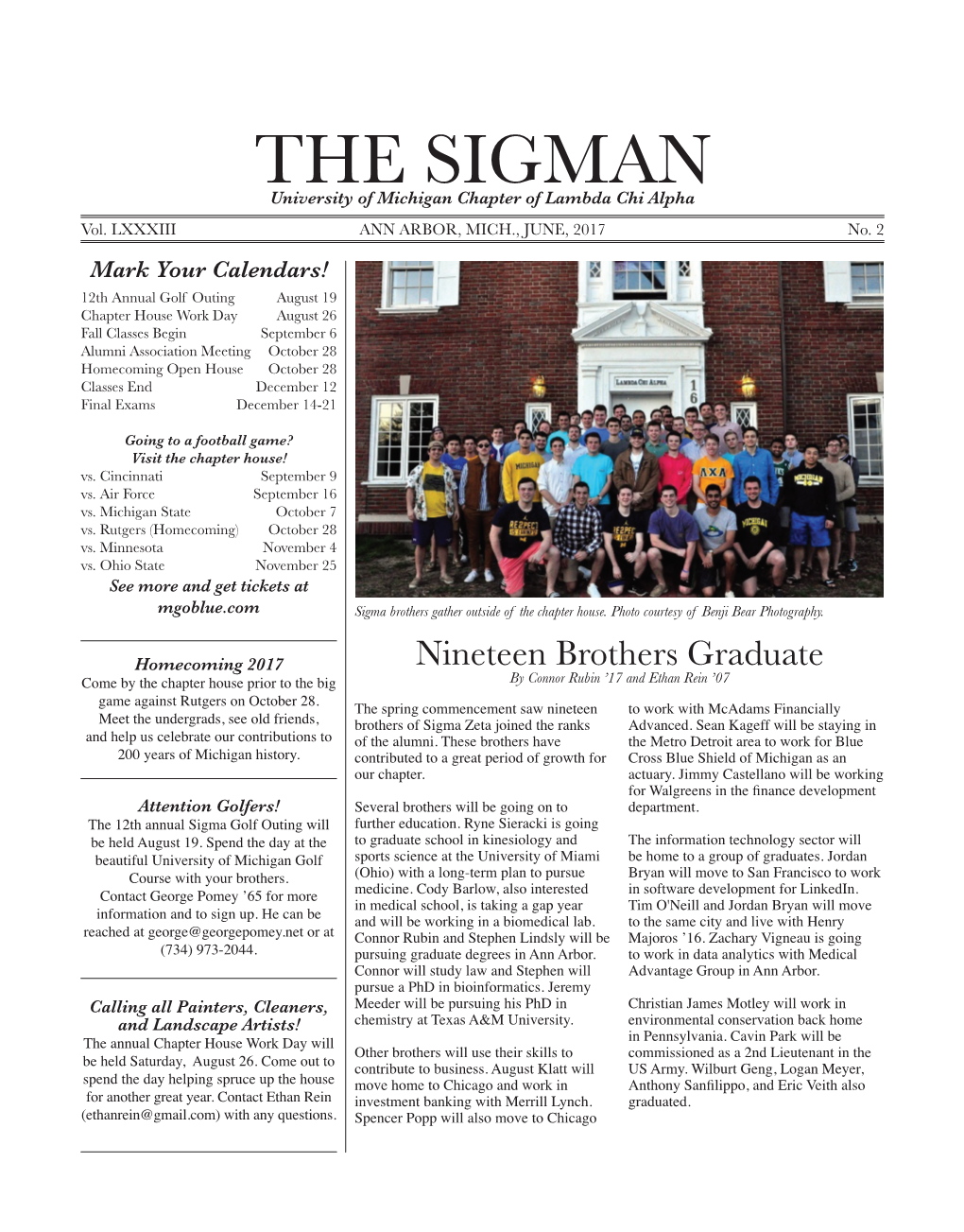 The Sigman University of Michigan Chapter of Lambda Chi Alpha Vol