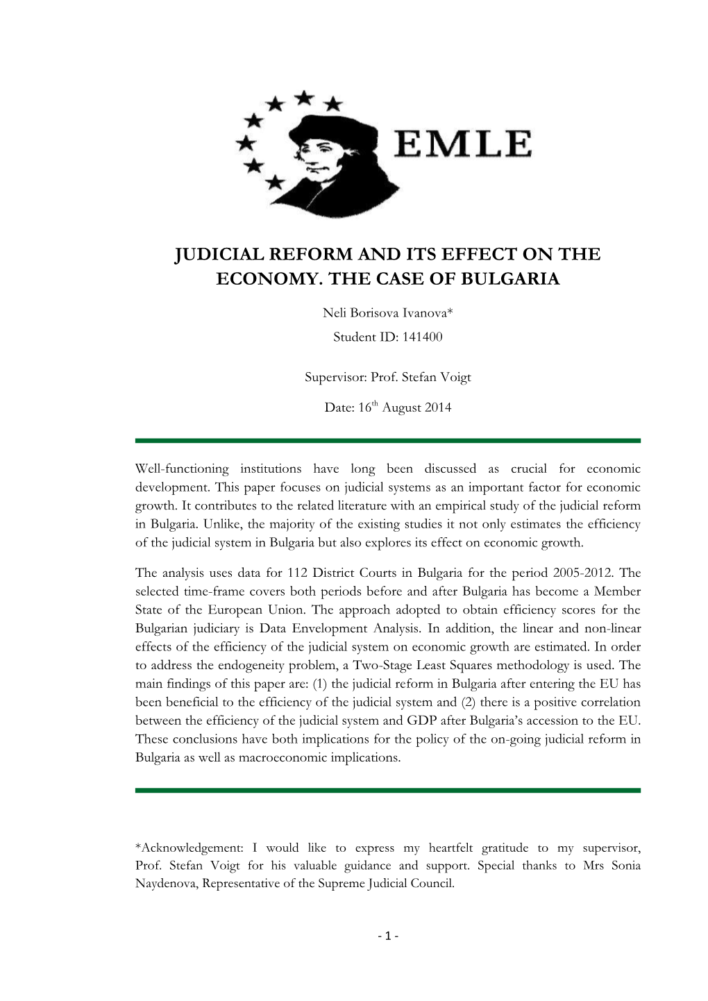 Judicial Reform and Its Effect on the Economy