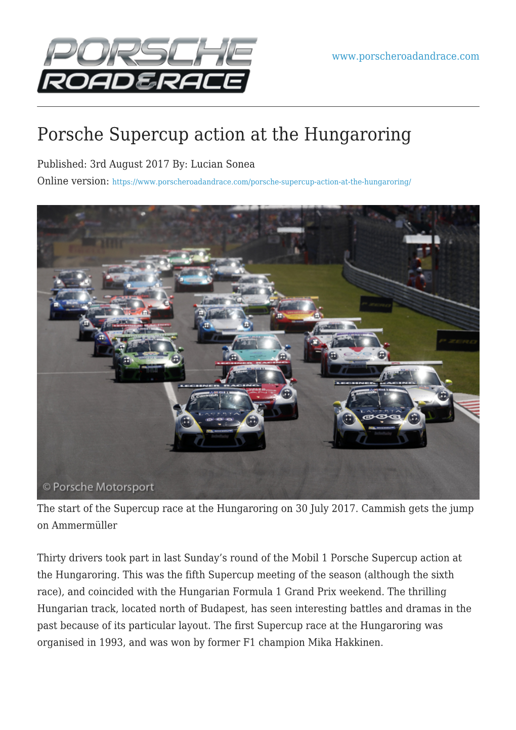 Porsche Supercup Action at the Hungaroring