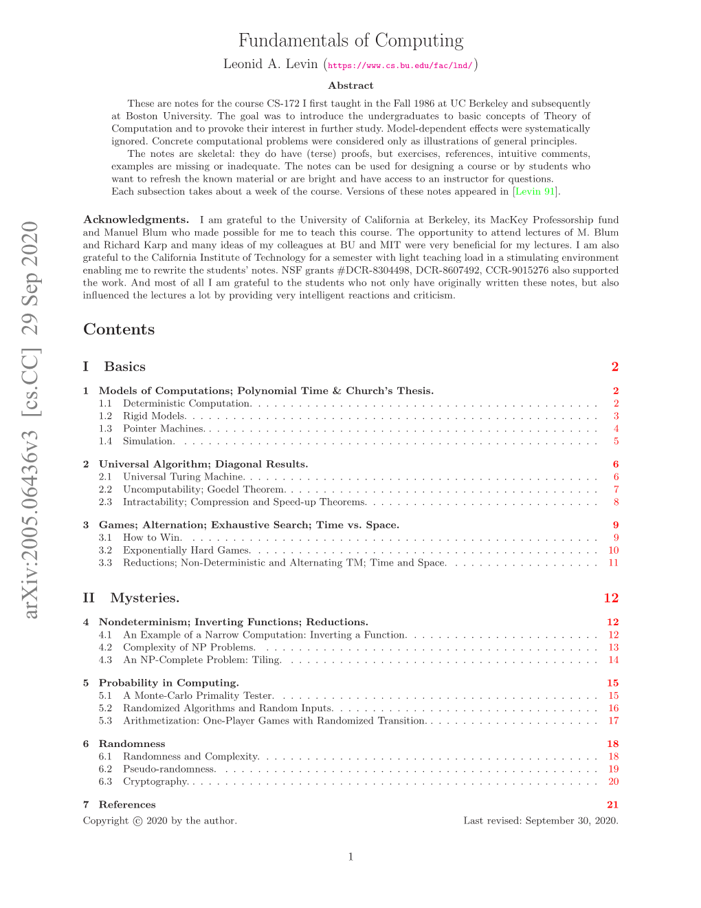 Fundamentals of Computing: a Cheat-List