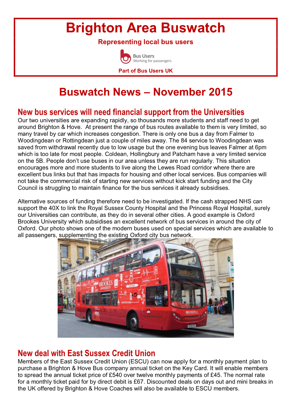 Buswatch News – November 2015