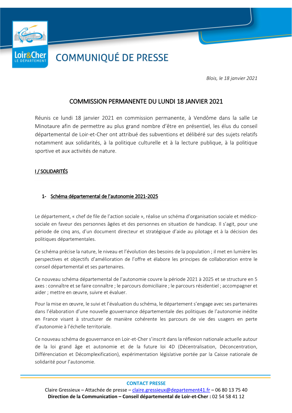 Commission Permanente Du Lundi 18 Janvier 2021