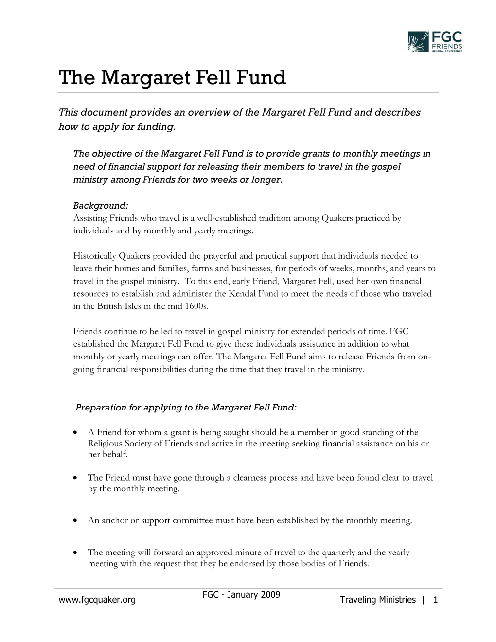 The Margaret Fell Fund