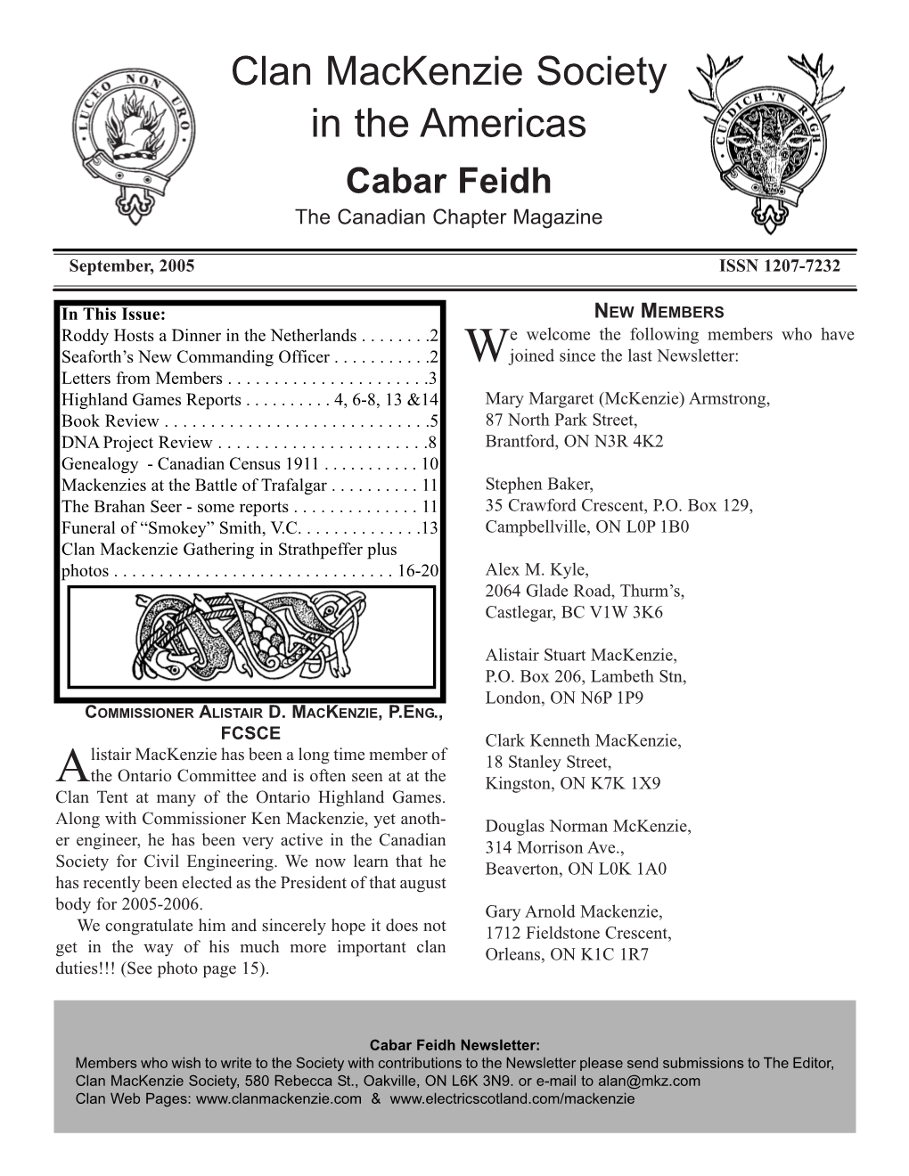 Clan Mackenzie Society in the Americas Cabar Feidh the Canadian Chapter Magazine