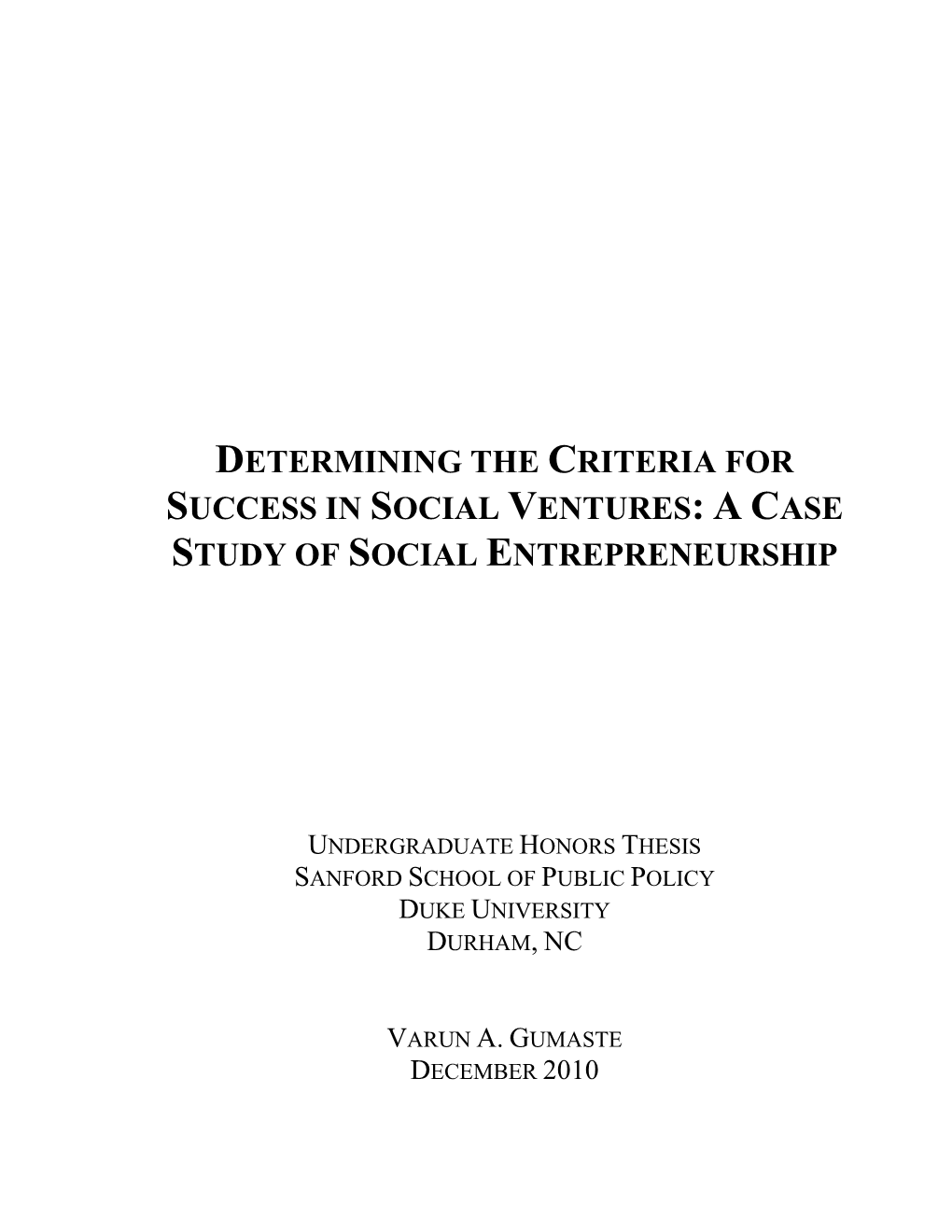 Ac Ase Study of Social Entrepreneurship