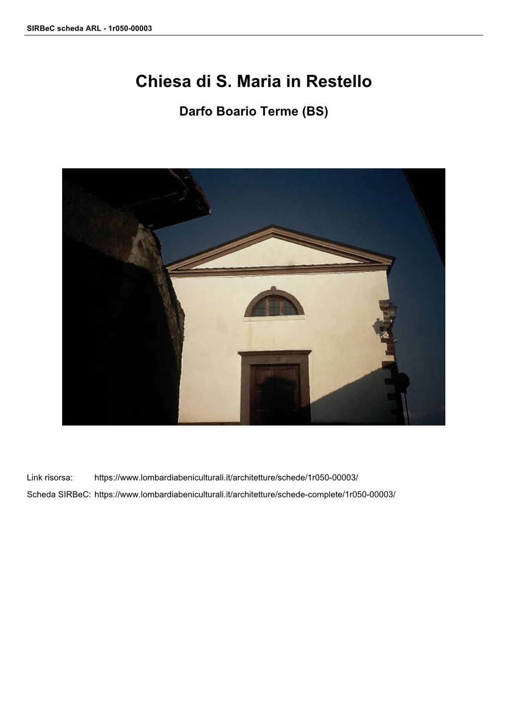 Chiesa Di S. Maria in Restello Darfo Boario Terme