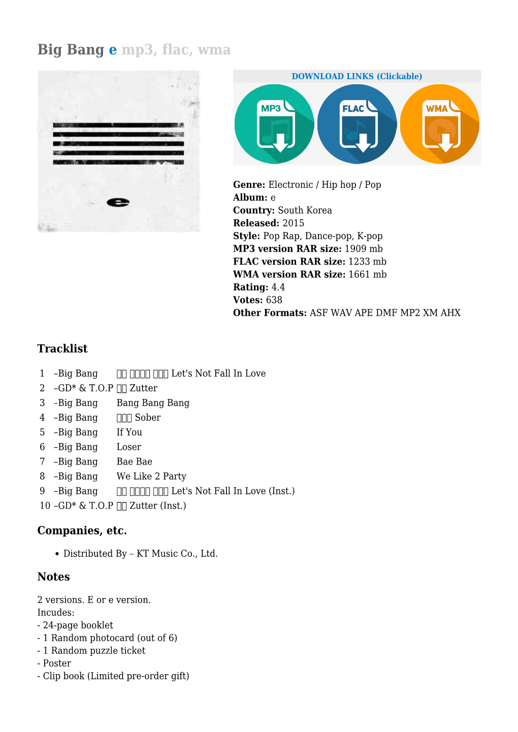 Big Bang E Mp3, Flac, Wma