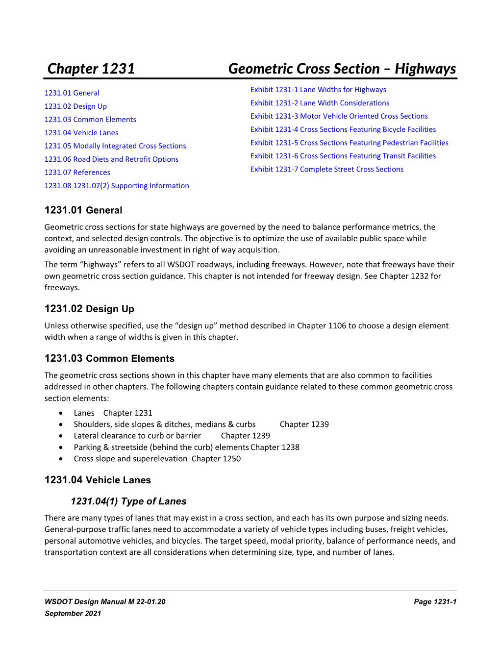 Design Manual 1231 Geometric Cross Section