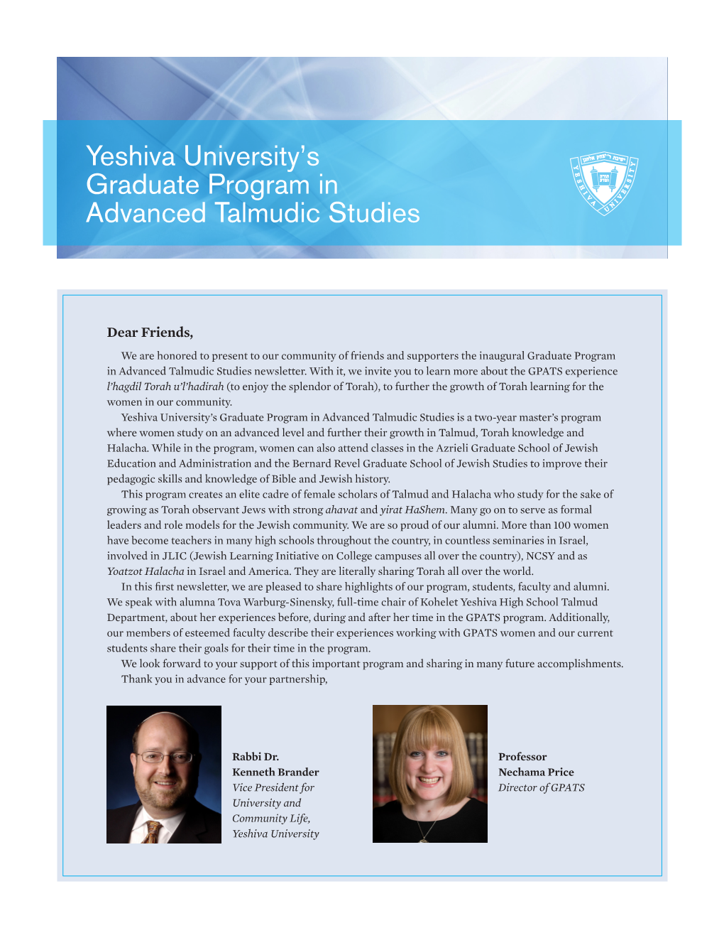 Yeshiva University's Graduate Program in Advanced Talmudic