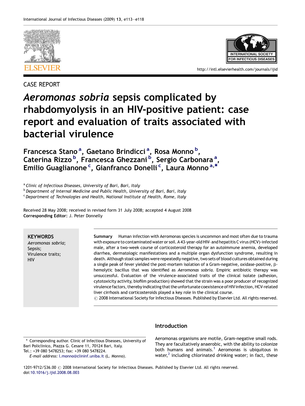 Aeromonas Sobria Sepsis Complicated by Rhabdomyolysis in an HIV-Positive Patient: Case Report and Evaluation of Traits Associated with Bacterial Virulence