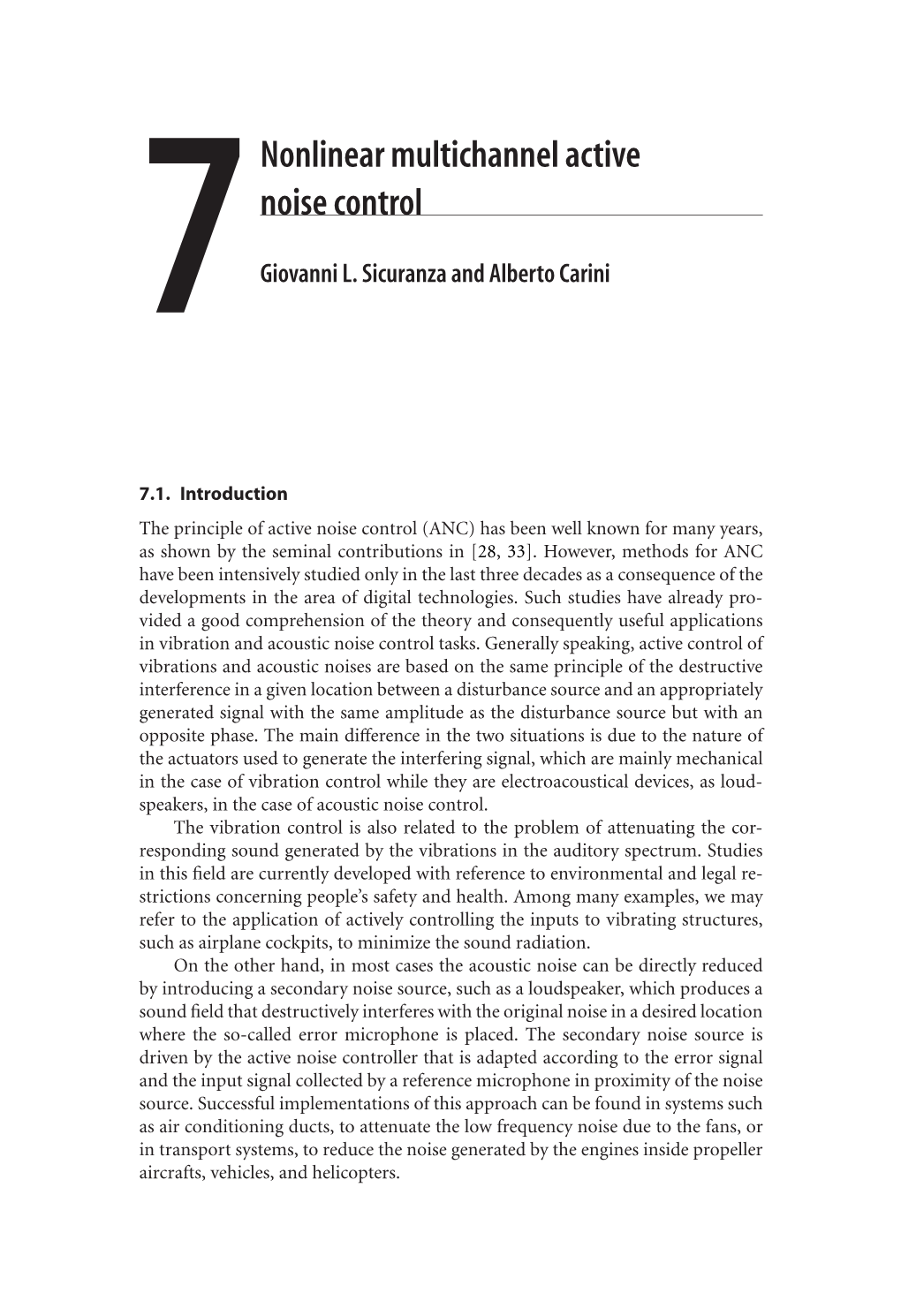 7Nonlinear Multichannel Active Noise Control