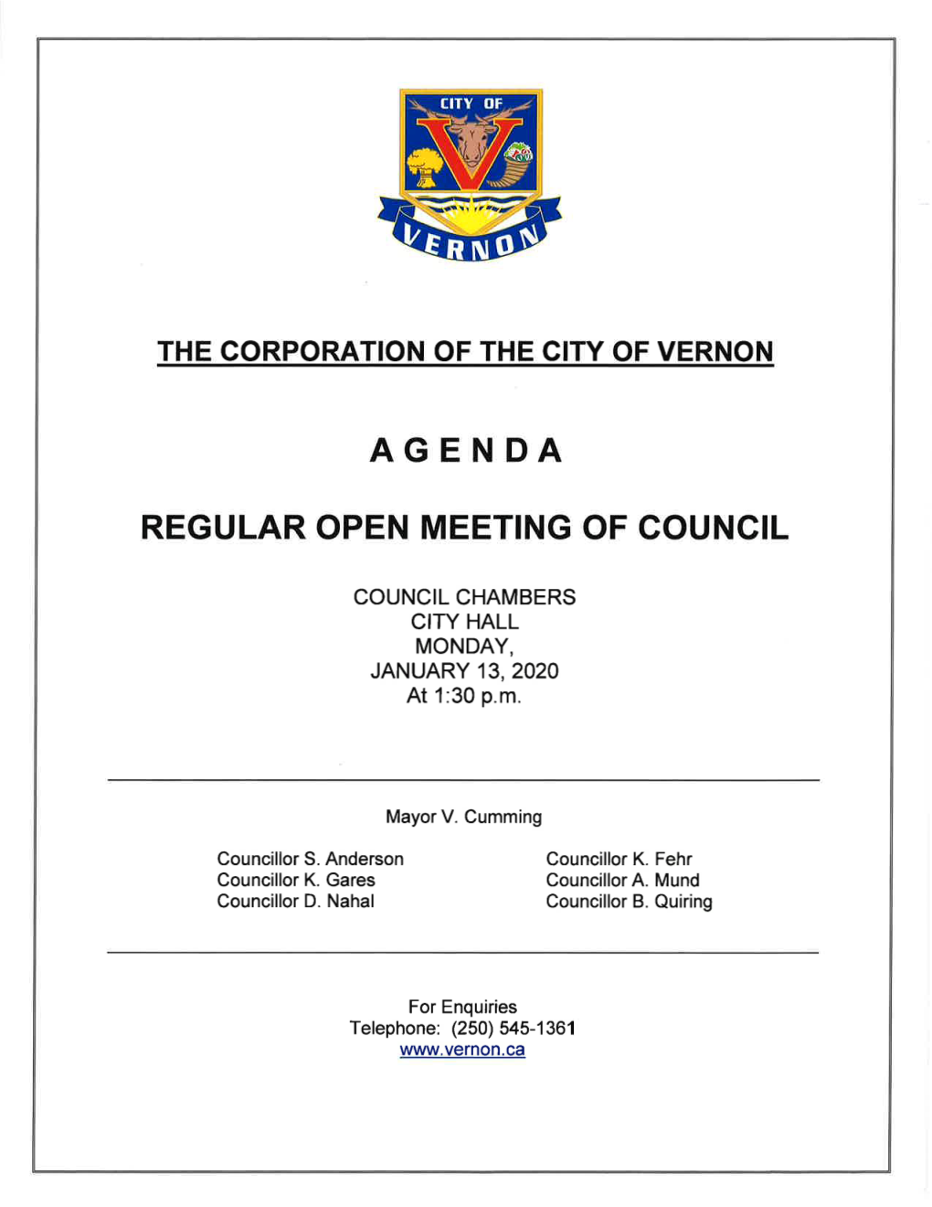 Regular Open Meeting of Gouncil