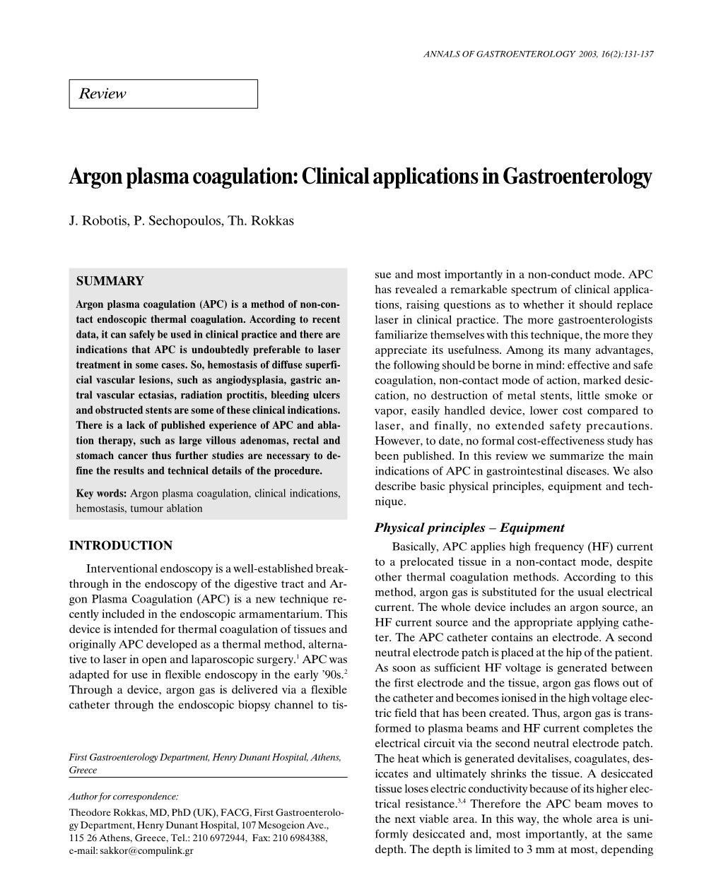Argon Plasma Coagulation: Clinical Applications in Gastroenterology