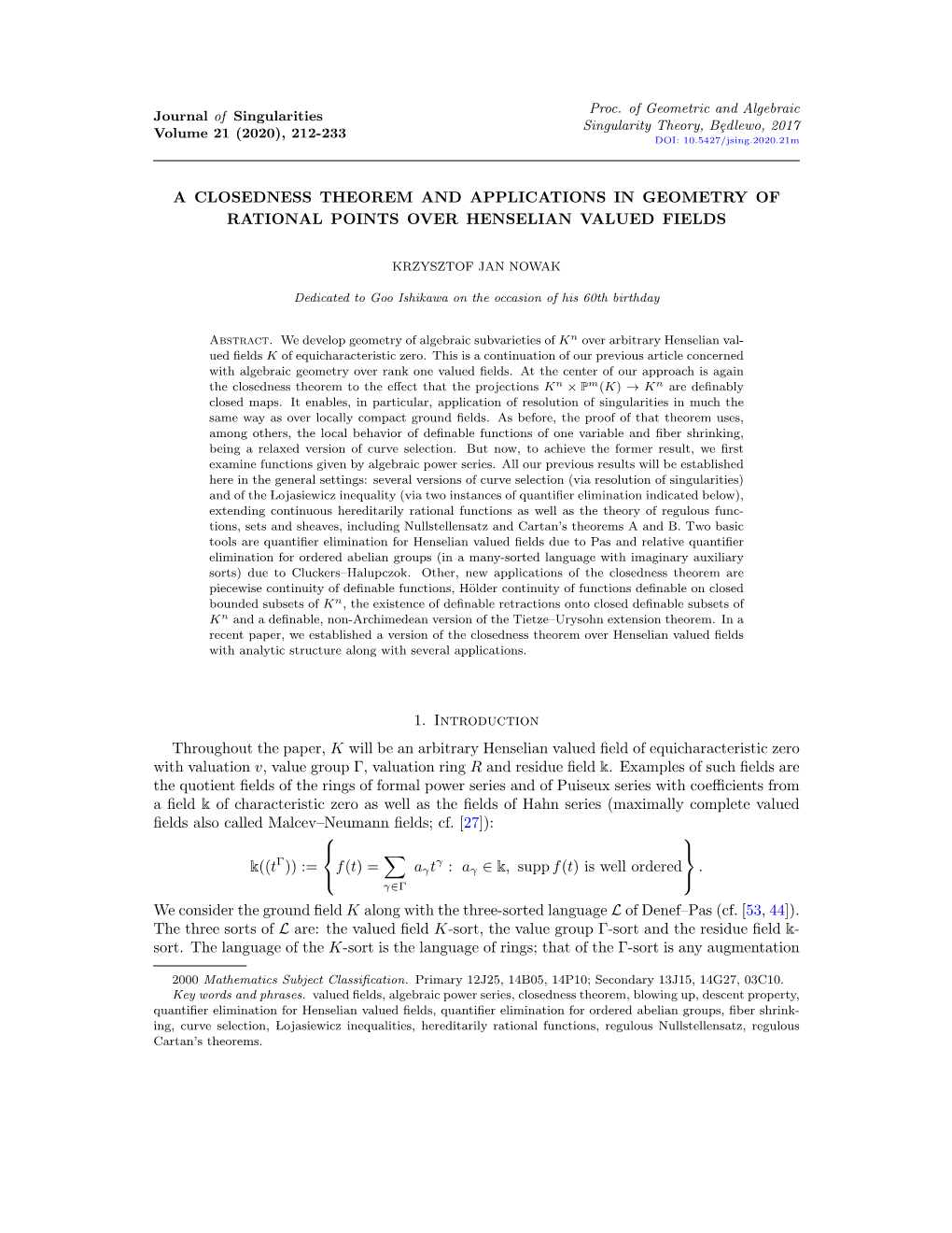 A Closedness Theorem and Applications in Geometry of Rational Points Over Henselian Valued Fields