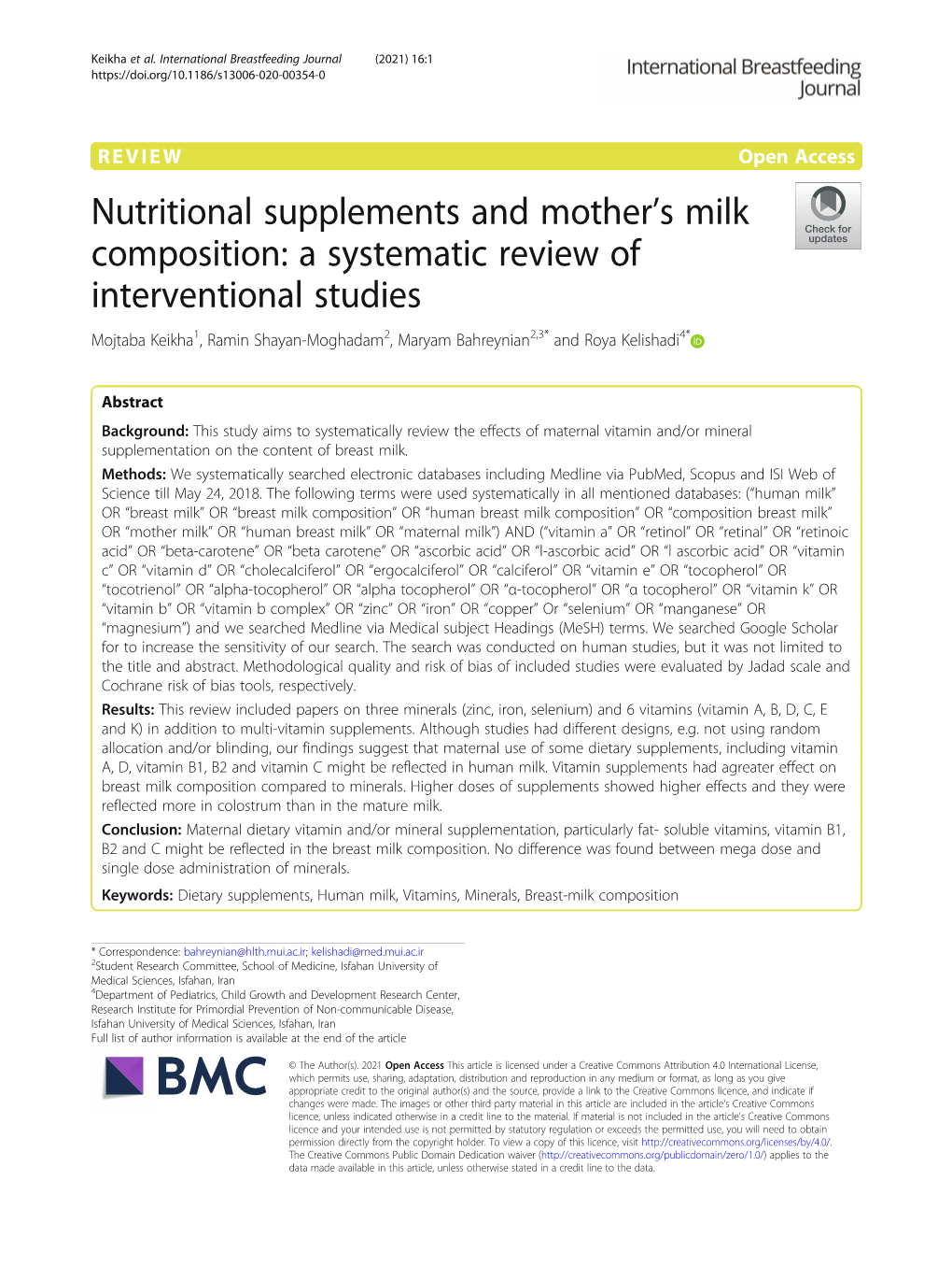 Nutritional Supplements and Mother's Milk Composition