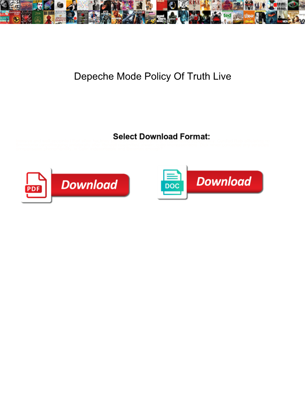 Depeche Mode Policy of Truth Live