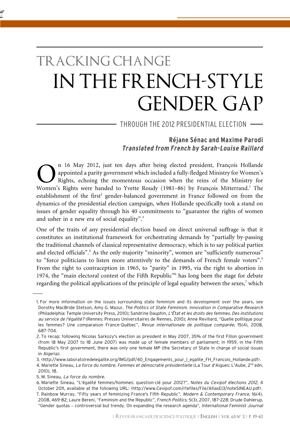 In the French-Style Gender Gap ❘ 21