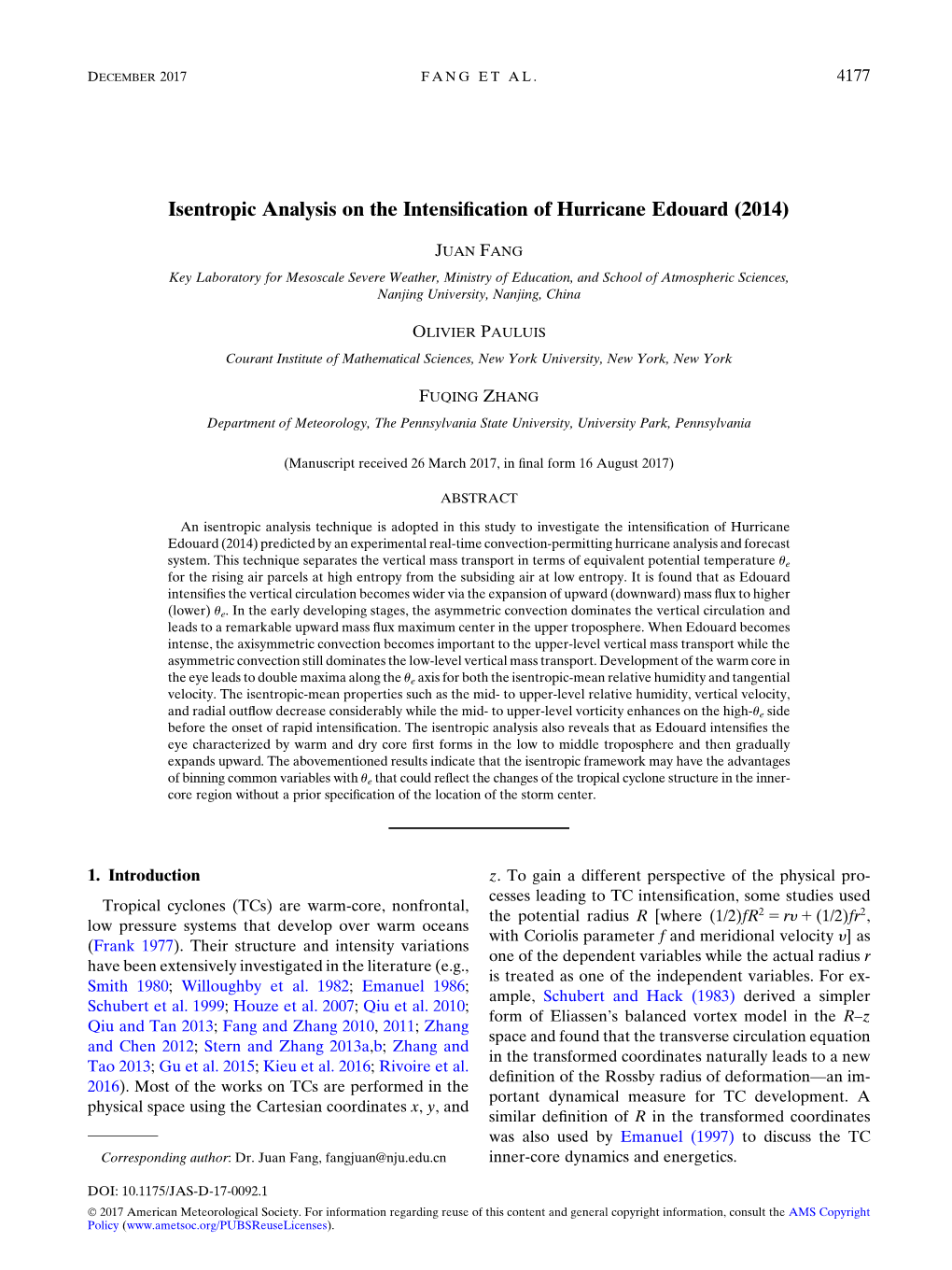 Isentropic Analysis on the Intensification of Hurricane Edouard
