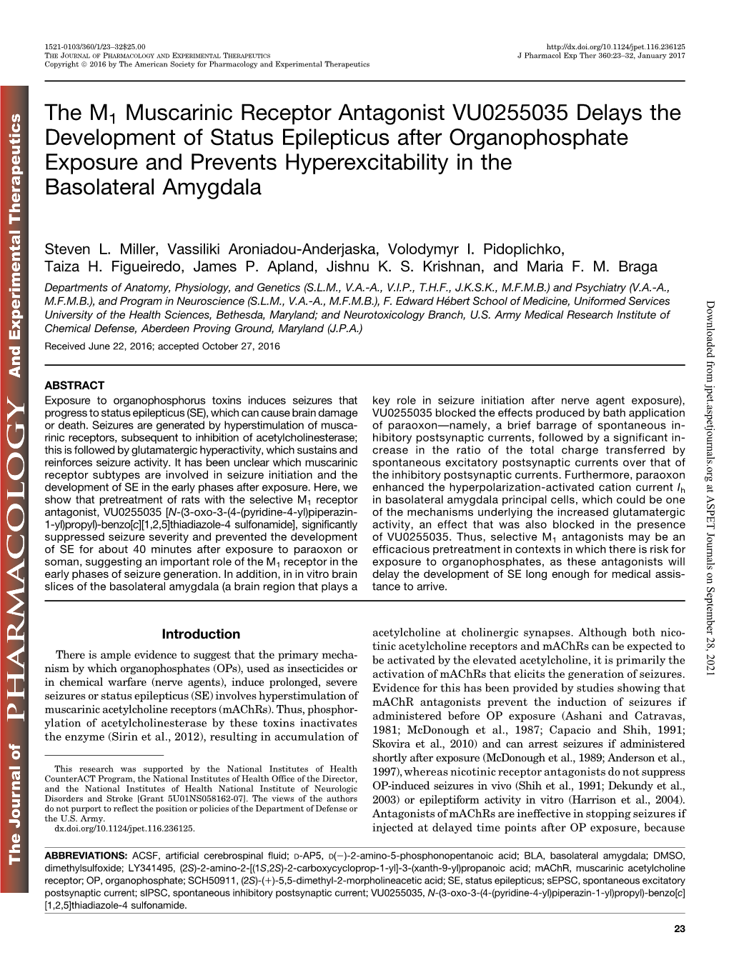 The M1 Muscarinic Receptor Antagonist VU0255035 Delays The