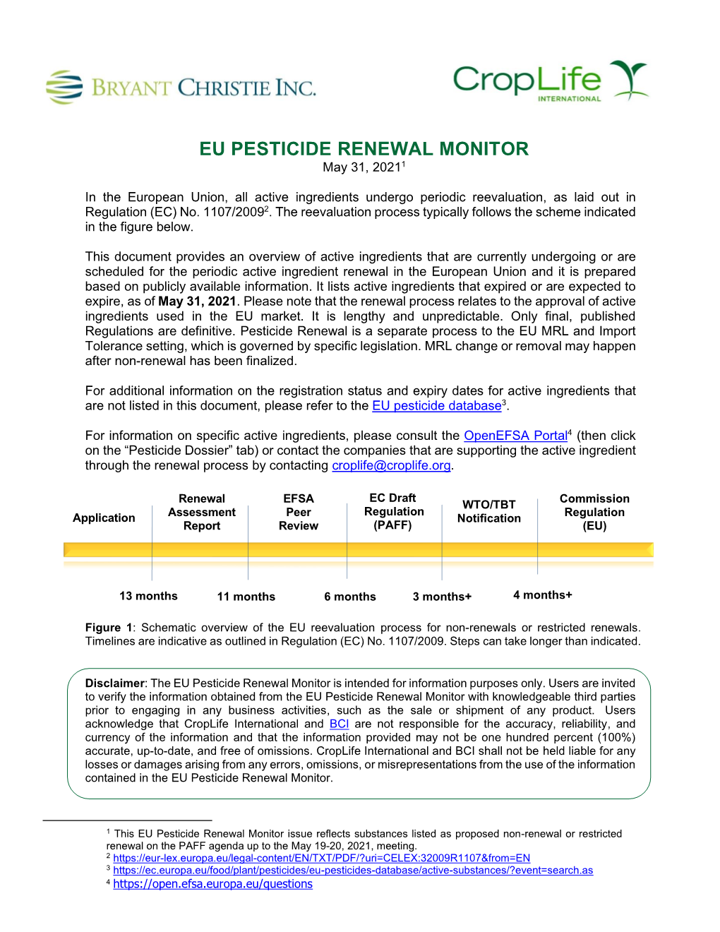 EU PESTICIDE RENEWAL MONITOR May 31, 20211