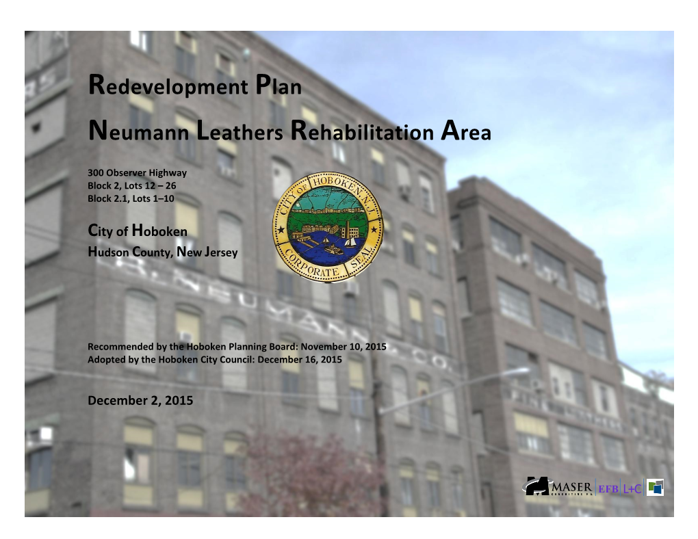 Redevelopment Plan Neumann Leathers Rehabilitation Area