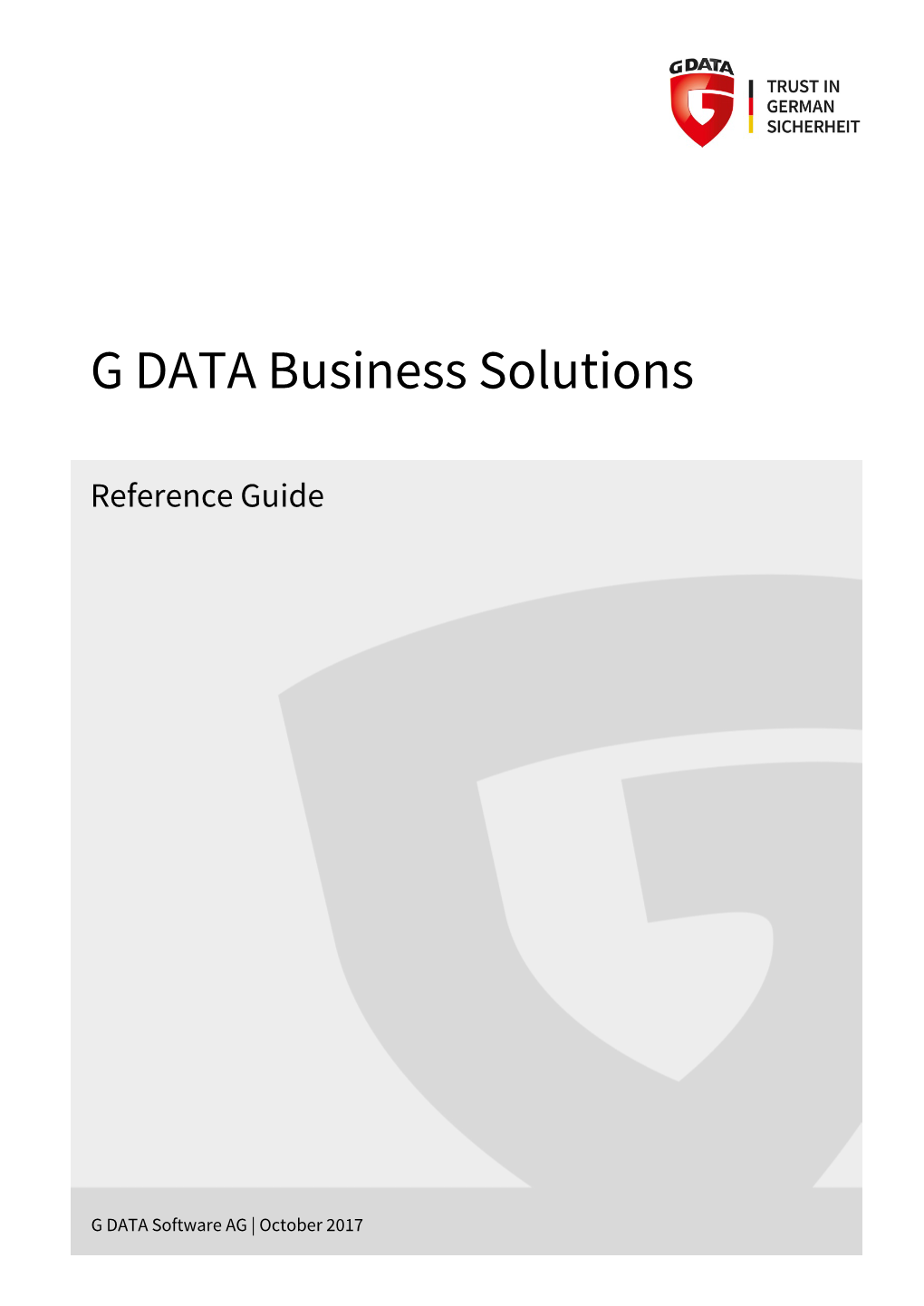 G DATA Business Solutions Reference Guide