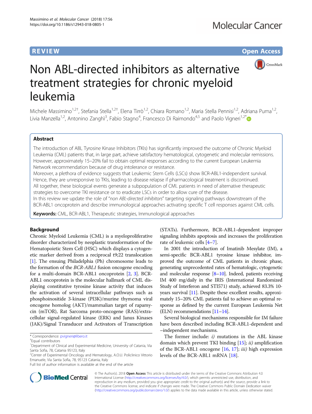 Non ABL-Directed Inhibitors As Alternative Treatment Strategies For