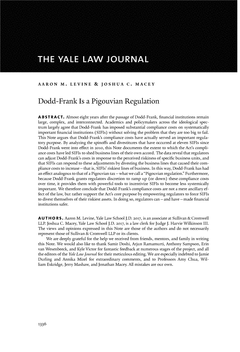 Dodd-Frank Is a Pigouvian Regulation