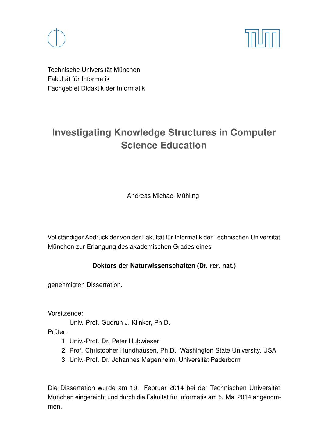 Investigating Knowledge Structures in Computer Science Education