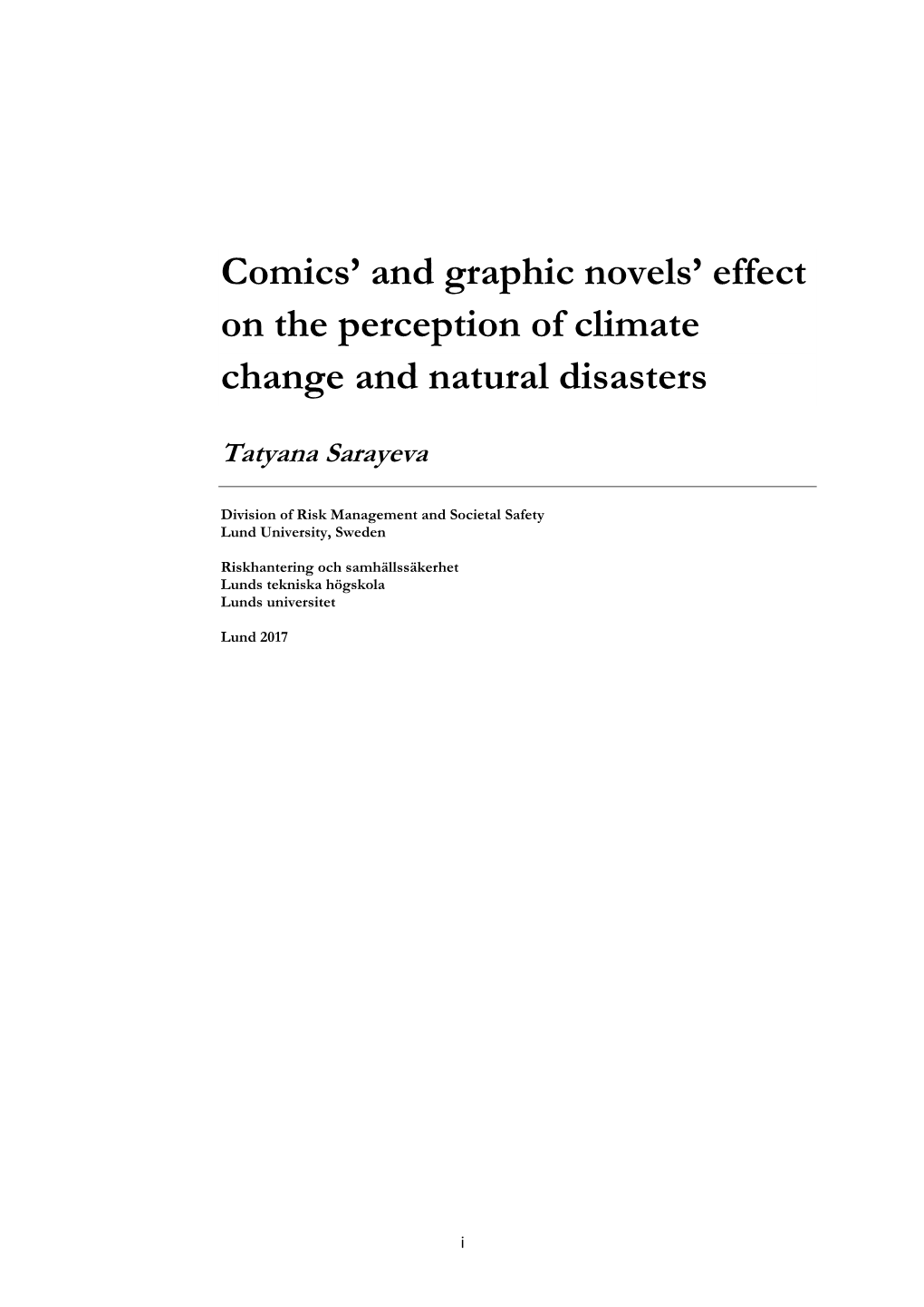 Comics' and Graphic Novels' Effect on the Perception of Climate Change and Natural Disasters