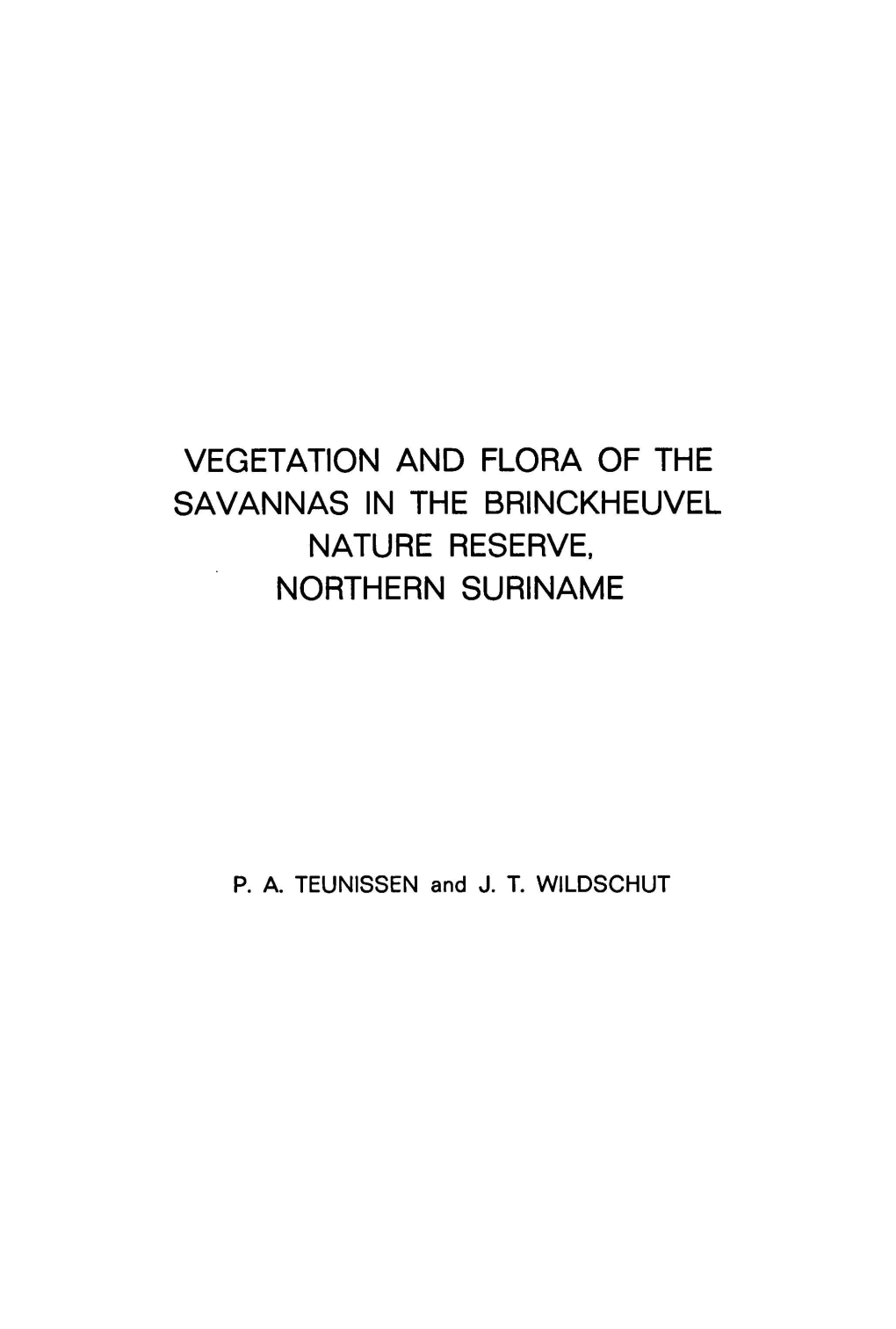 Vegetation and Flora of the Savannas in the Brinckheuvel Nature Reserve, Northern Suriname