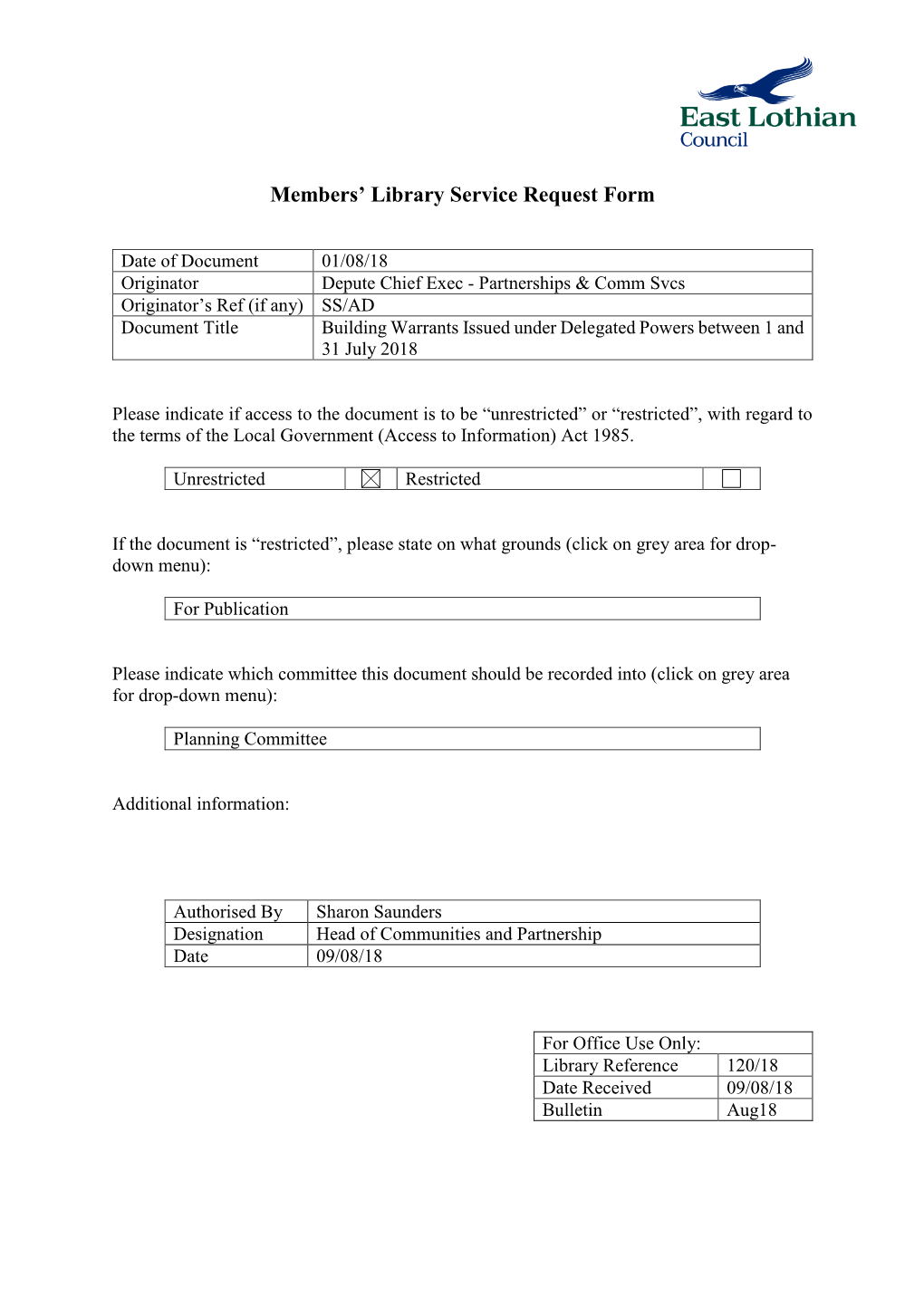 Members' Library Service Request Form